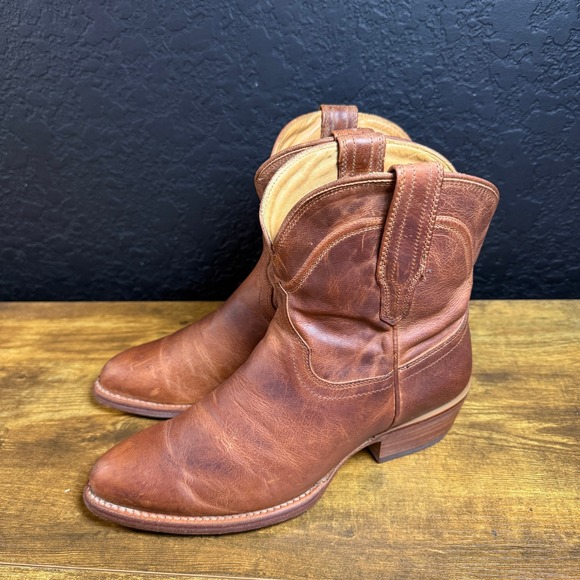 Tecovas‎ Boots Brown Leather Cowboy Western Ankle Boots Women Size 7B 2002 - Picture 3 of 6